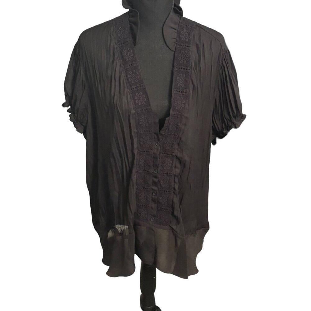 Sunny Taylor Blouse Women‎ Black Polyester 2X